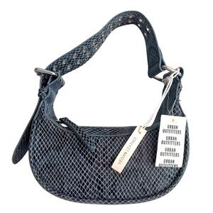 Urban Outfitters NWT blue gray faux snakeskin mini tote purse bag buckle handle